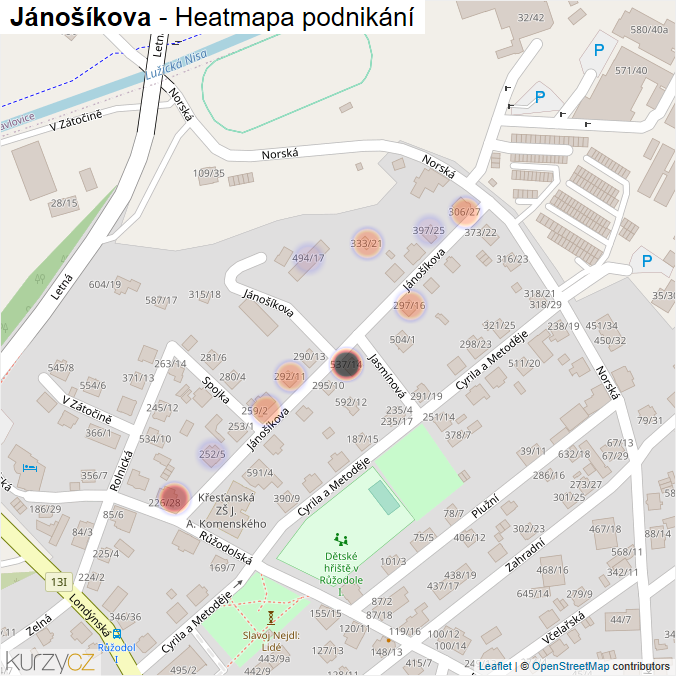 Mapa Jánošíkova - Firmy v ulici.