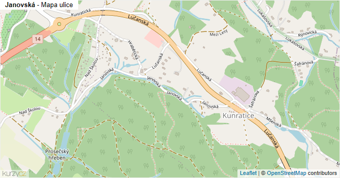 Janovská - mapa ulice