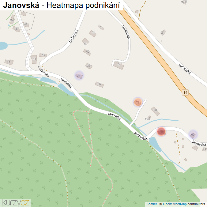 Mapa Janovská - Firmy v ulici.