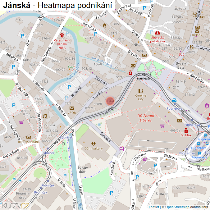 Mapa Jánská - Firmy v ulici.