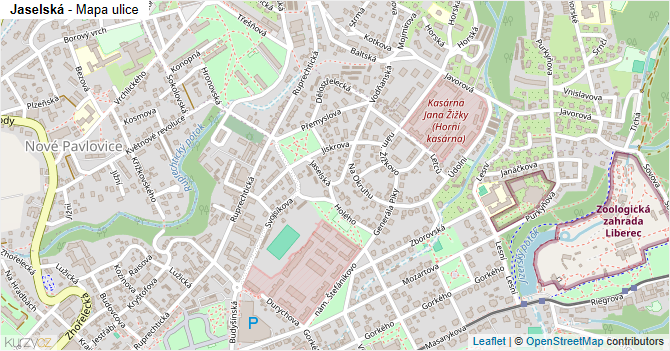 Jaselská - mapa ulice