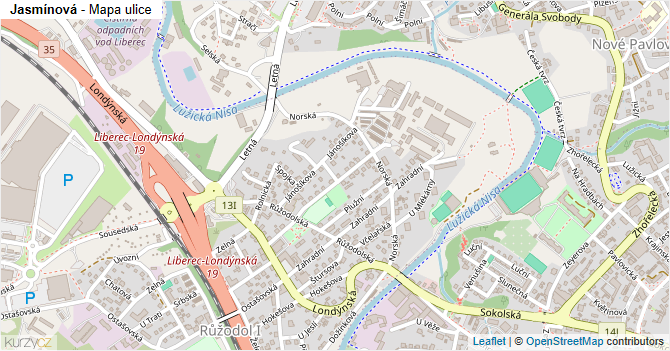 Jasmínová - mapa ulice