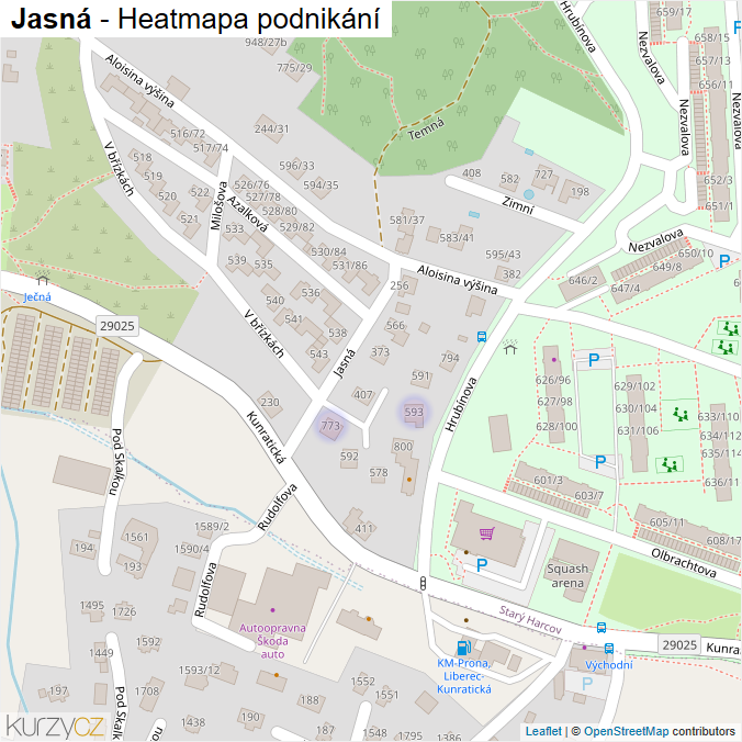 Mapa Jasná - Firmy v ulici.