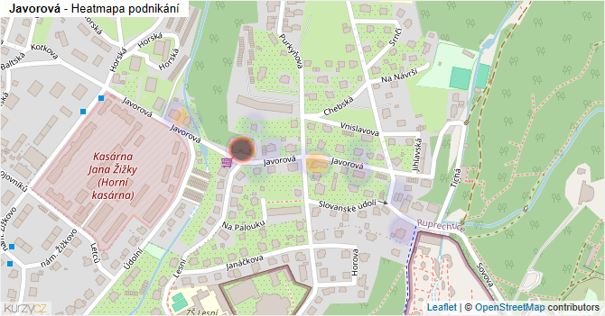 Javorová - mapa podnikání
