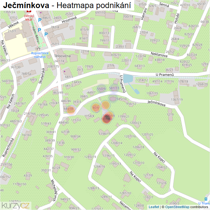 Mapa Ječmínkova - Firmy v ulici.