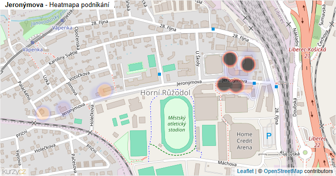 Jeronýmova - mapa podnikání