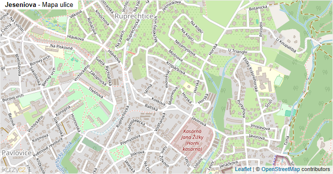 Jeseniova - mapa ulice