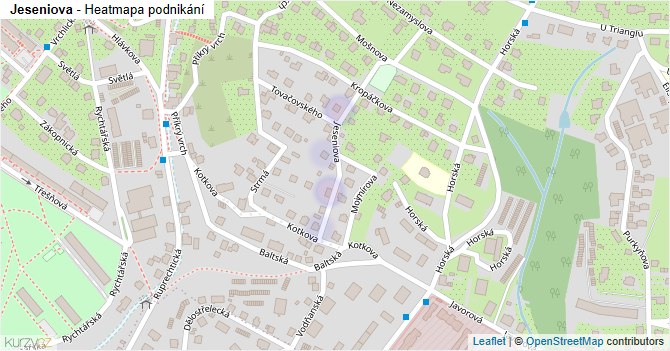 Jeseniova - mapa podnikání