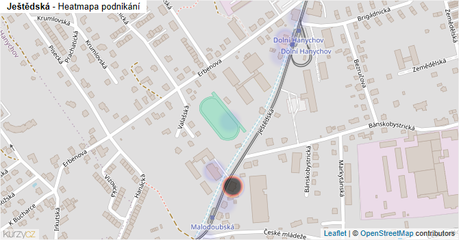 Ještědská - mapa podnikání