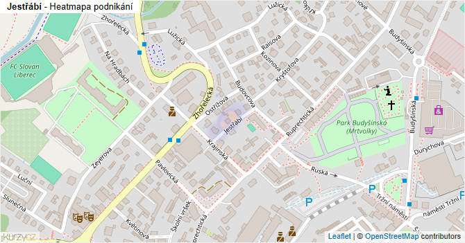 Jestřábí - mapa podnikání