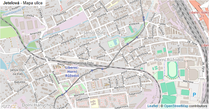 Jetelová - mapa ulice
