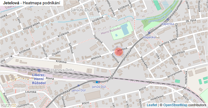 Jetelová - mapa podnikání