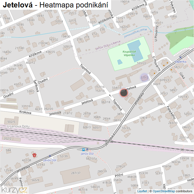 Mapa Jetelová - Firmy v ulici.