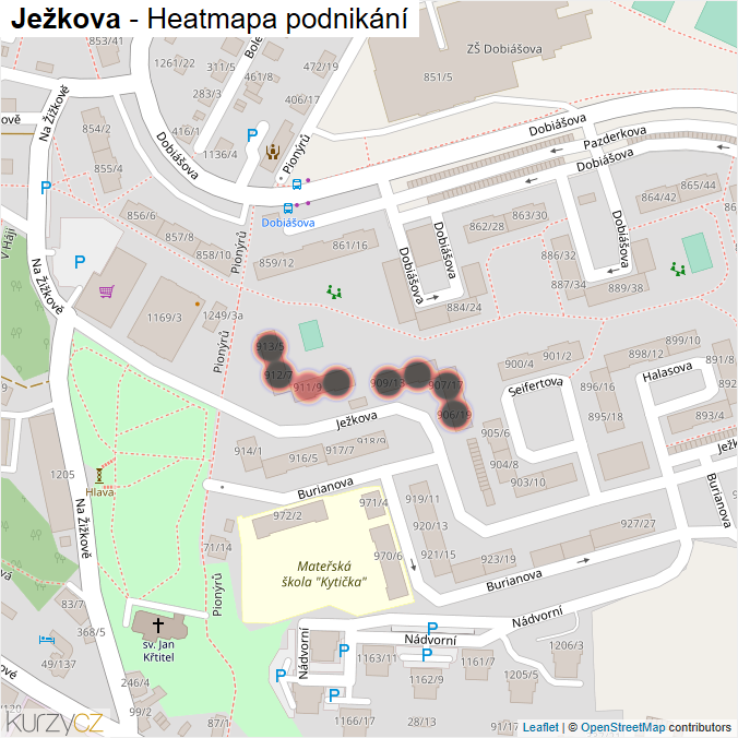 Mapa Ježkova - Firmy v ulici.