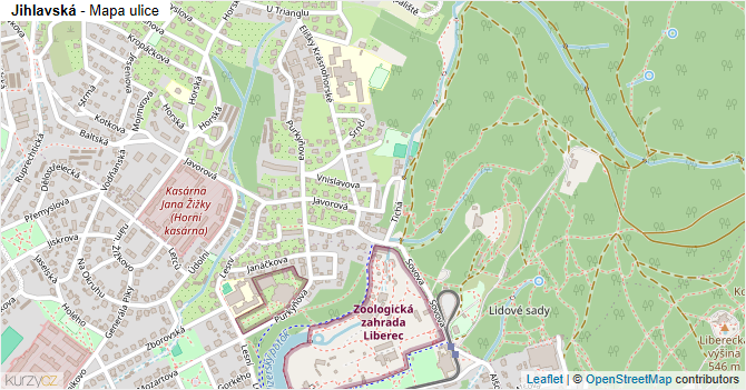 Jihlavská - mapa ulice