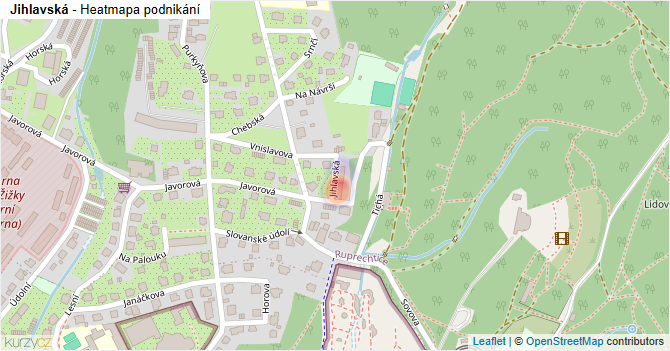 Jihlavská - mapa podnikání