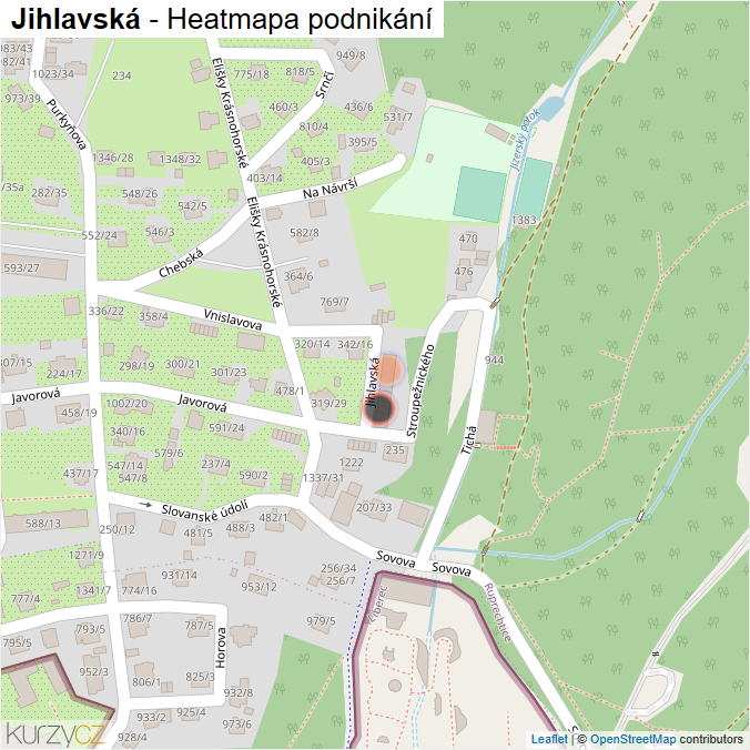 Mapa Jihlavská - Firmy v ulici.