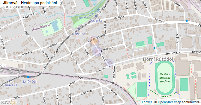 Jilmová - mapa podnikání