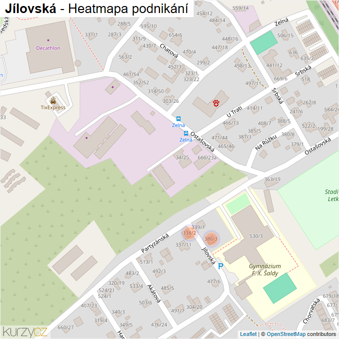 Mapa Jílovská - Firmy v ulici.