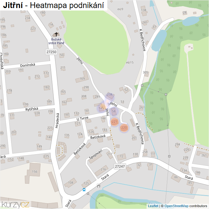 Mapa Jitřní - Firmy v ulici.