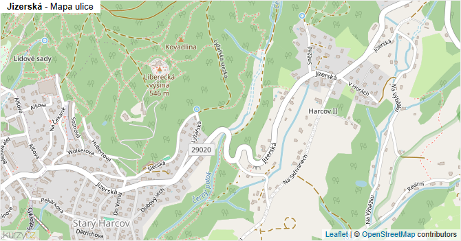 Jizerská - mapa ulice