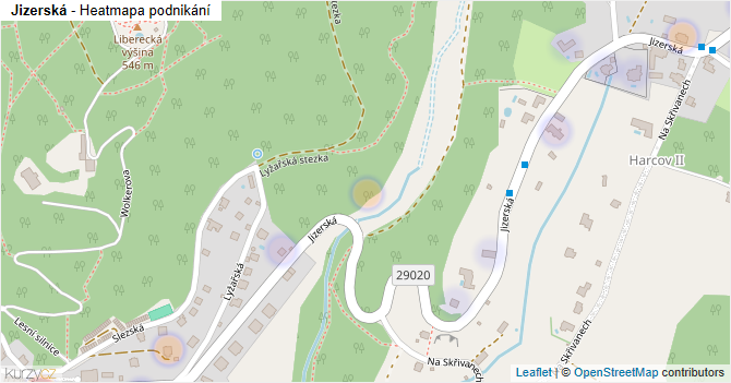 Jizerská - mapa podnikání