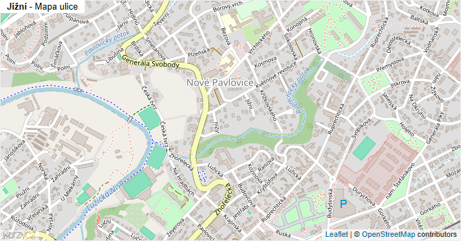 Jižní - mapa ulice