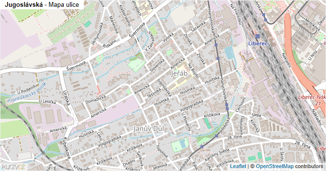 Jugoslávská - mapa ulice