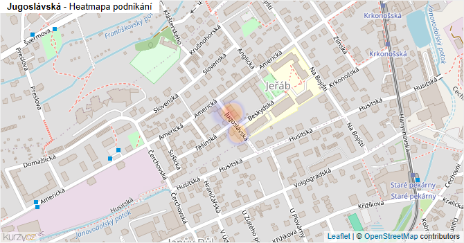 Jugoslávská - mapa podnikání