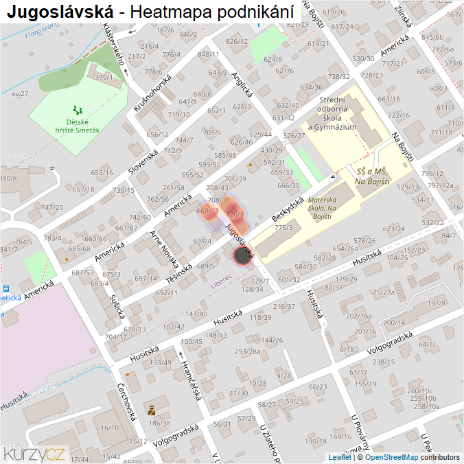 Mapa Jugoslávská - Firmy v ulici.