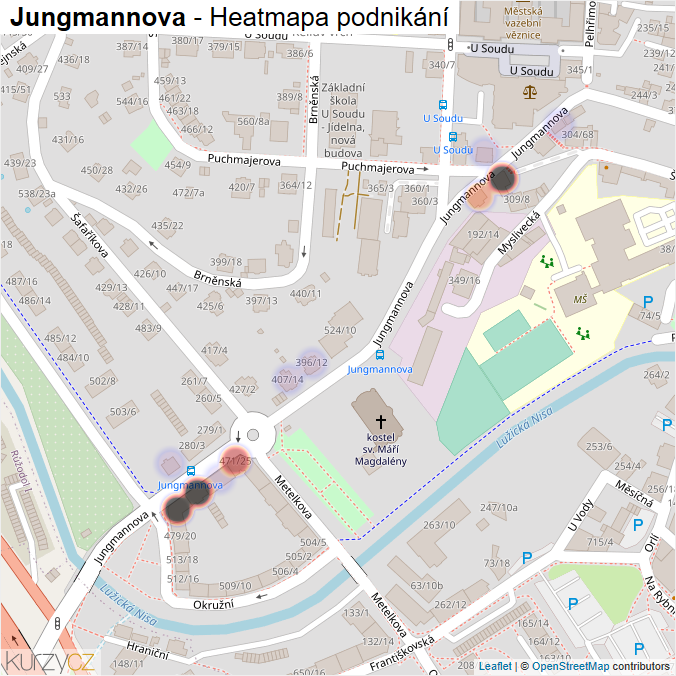 Mapa Jungmannova - Firmy v ulici.
