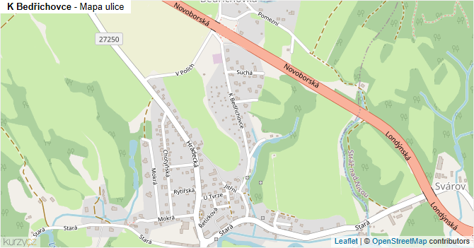 K Bedřichovce - mapa ulice