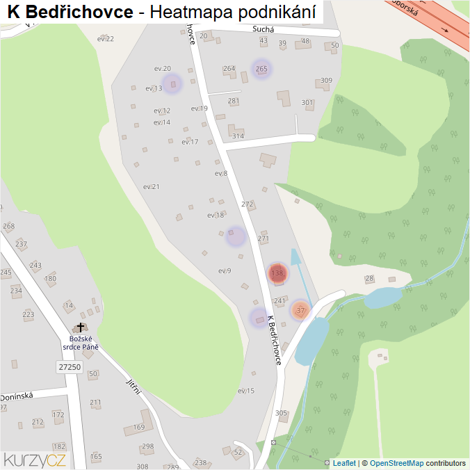 Mapa K Bedřichovce - Firmy v ulici.