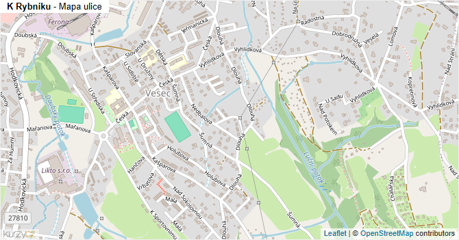 K Rybníku - mapa ulice