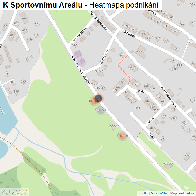Mapa K Sportovnímu Areálu - Firmy v ulici.