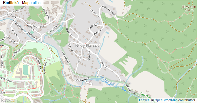 Kadlická - mapa ulice