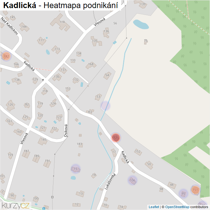 Mapa Kadlická - Firmy v ulici.