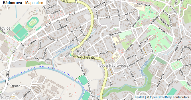 Kádnerova - mapa ulice