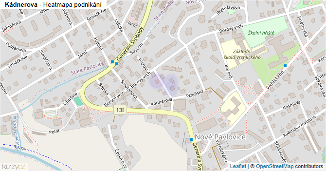 Kádnerova - mapa podnikání