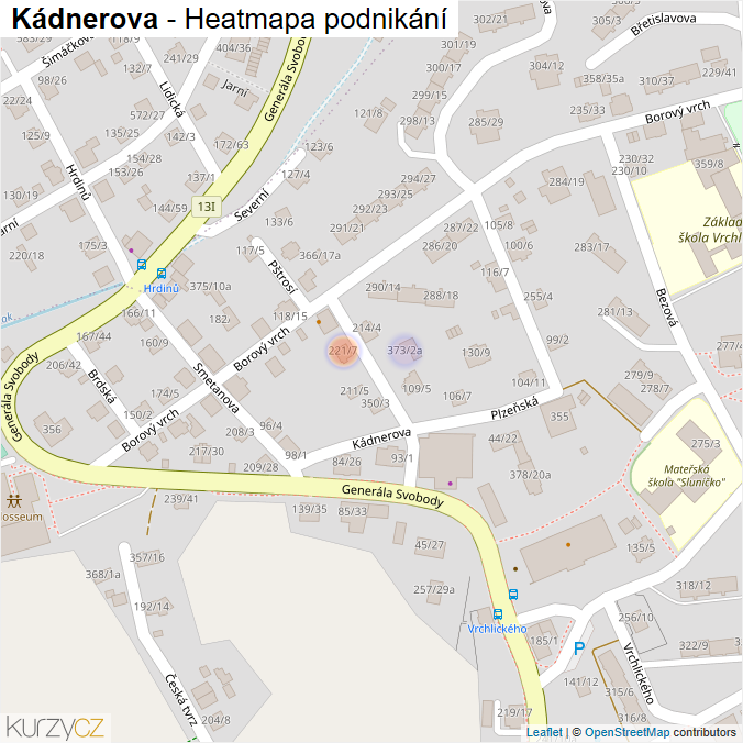 Mapa Kádnerova - Firmy v ulici.