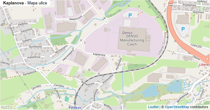 Kaplanova - mapa ulice