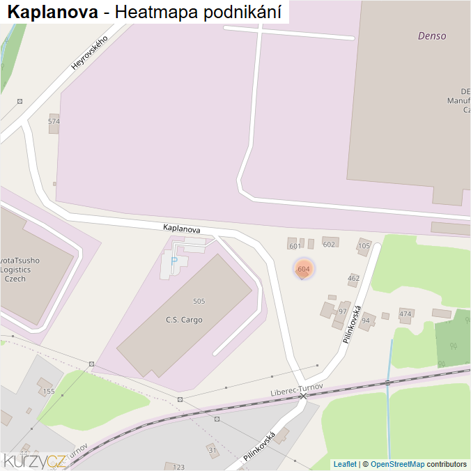 Mapa Kaplanova - Firmy v ulici.