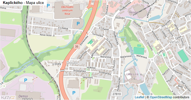Kaplického - mapa ulice