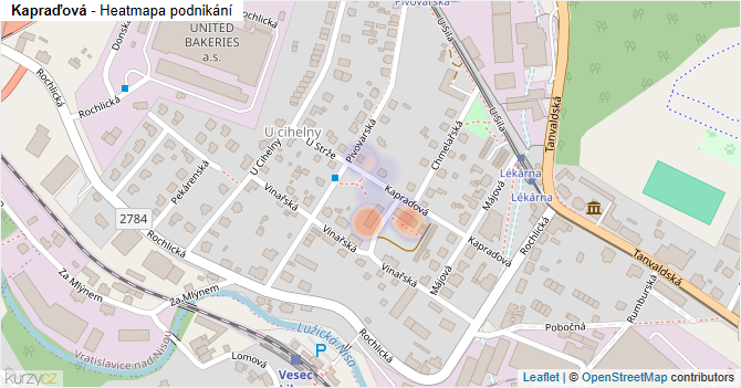 Kapraďová - mapa podnikání