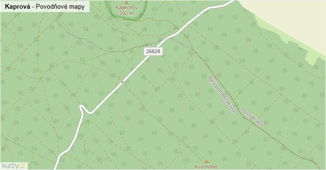 Kaprová - záplavové mapy stoleté vody