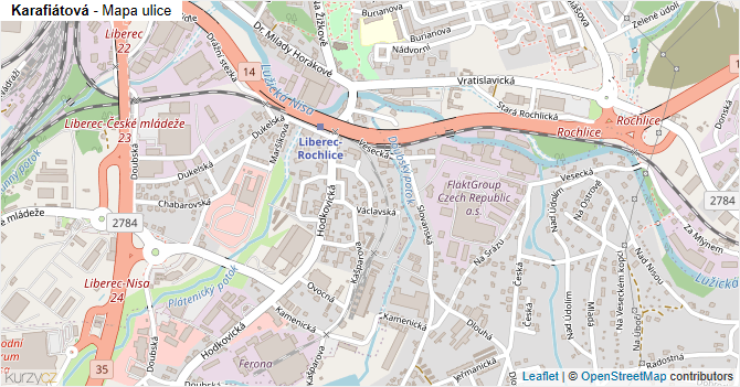 Karafiátová - mapa ulice