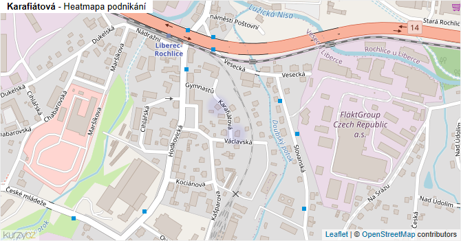 Karafiátová - mapa podnikání