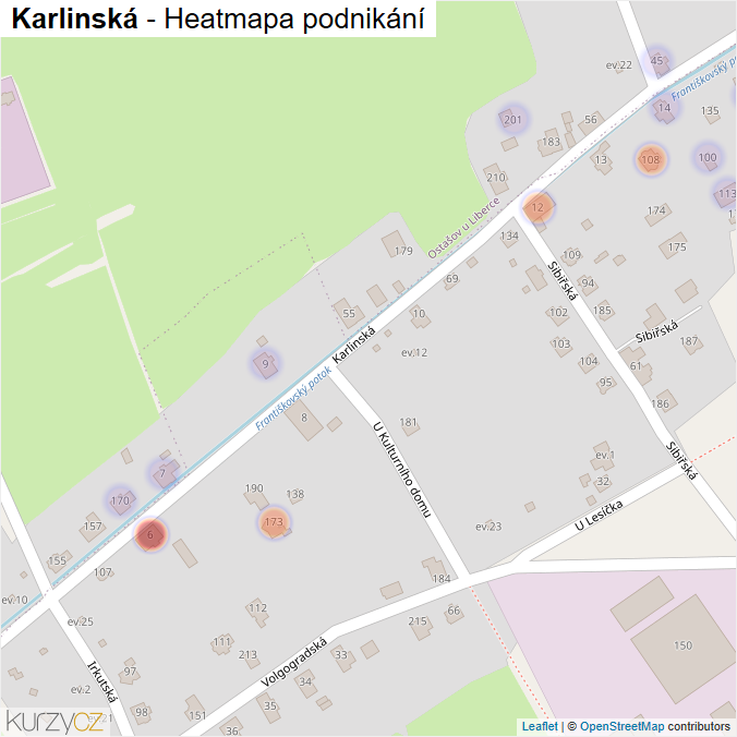 Mapa Karlinská - Firmy v ulici.