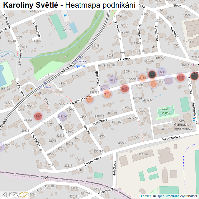 Mapa Karoliny Světlé - Firmy v ulici.