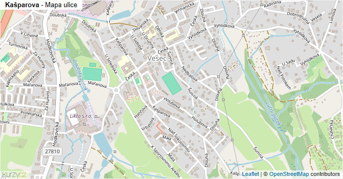 Kašparova - mapa ulice